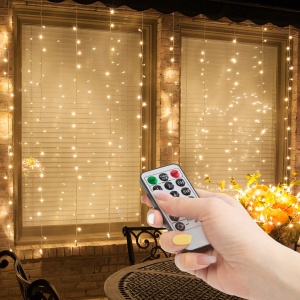 Perdea luminoasă - cu 100 LED-uri alb-calde - 3 x 1 m - 230V - cu telecomandă