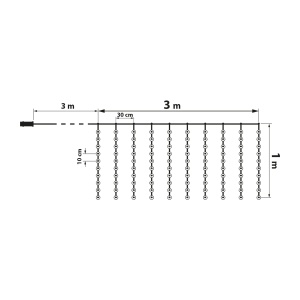 Perdea luminoasă cu 100 microLED-uri alb-reci - 3 x 1 m - 230V - cu telecomandă - Img 3