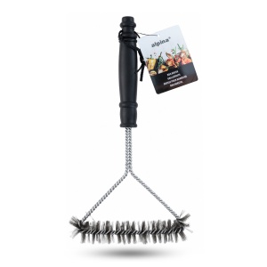 Perie pentru curățarea grătarului – cu cap lat, cu mâner din plastic – 17 × 30 cm