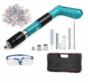 Pistol Cuie Manual, 100 Cuie Incluse Fixare Beton Lemn Fier, 5 Trepte Ajustabile, Lungime Cuie 27mm, Unibox