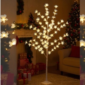 Pom Decorativ 165cm, Brad Artificial de Craciun, Model Crin Albastru cu Lumină LED Alb Cald, pe Suport Plastic, pentru Interior si Exterior