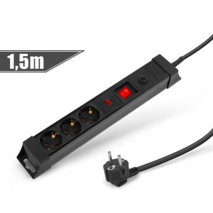 Prelungitor cu 3 prize cu protecție la supratensiune și supracurent - 230V - 16A - 3m