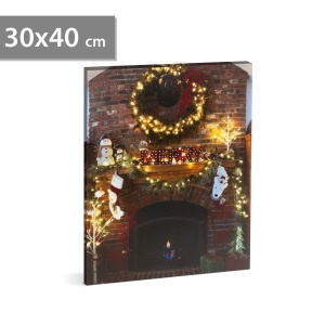 Tablou decorativ cu LED, cu motive de Crăciun, 2 x AA, 30 x 40 cm
