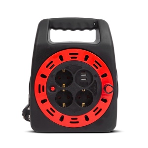 Tambur cablu cu cadru din plastic – 3 x 1,5 mm² + 2x USB - 15 m - Img 2