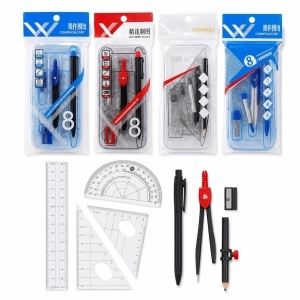Trusa de Geometrie din Plastic 12/Set, cu 8 Instrumente