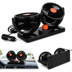 Ventilator Auto Dublu 14x20cm, Reglabil 360°, Alimentare la Priza Auto 12V, 2 Trepte de Viteză