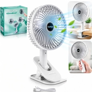 Ventilator Portabil cu Clemă 30×16cm, USB Reîncărcabil, 3 Trepte de Viteză, Rotire Reglabilă 360° - Img 2
