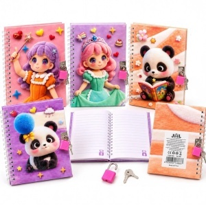 Agenda cu Lacat 18×13cm, Caiet Dictando, Copertă 3D pentru Copii, Diferite Modele