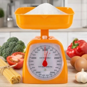 Cântar Mecanic 20x12cm de Bucătărie 5kg, cu Tavă Detașabilă 15x5cm si Afișaj Diferite Culori