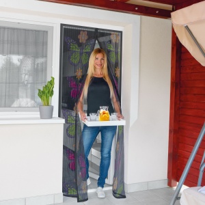 Cortina de țânțar pentru ușă - magnetic - 100 x 210 cm - fluture floral - Img 2