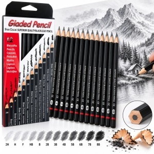 Creioane Grafit Profesionale 12 Buc/Set, 12 Seturi/Tipla pentru Desen si Schite, Grade 2H–8B, Diferite Duritati - Img 2