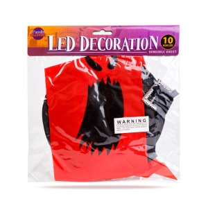 Decor LED Halloween - fantomă - roșu - LED 10 culori - suspendabil - 2 x 2032 - 75 x 35 cm - Img 3