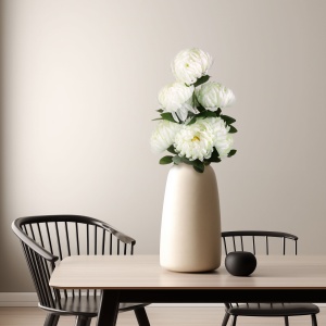 Decor plastic - crizantema - alb - 12 x 58 cm
