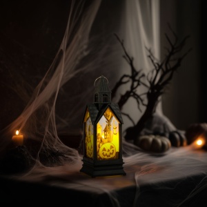 Decorațiune luminoasă de Halloween - dovleac - LED galben - 17,5 x 6,3 x 6,3 cm - 3 x LR44
