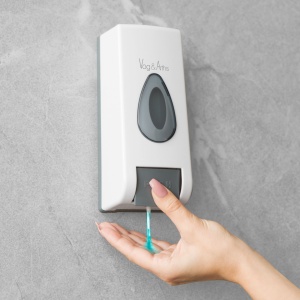 Dozator de săpun cu pompă manuală - 350 ml - perete - alb
