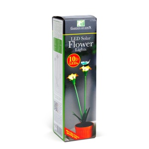 Floare solară colorată - 8 x 8 x 32 cm - 10 LED-uri alb cald - roșie - Img 4