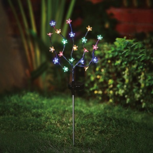 Floare solară LED cu țăruș - 20 LED-uri colorate - 65 cm