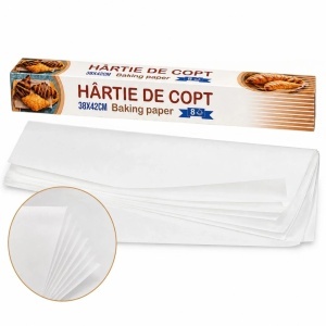 Hârtie de Copt 38x42cm, 8 Foi Albe, Antiaderentă pentru Cuptor