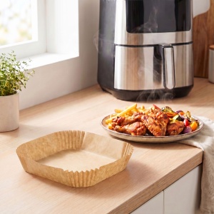 Hârtie de copt pentru friteuza cu aer - utilizare la friteuza cu aer - pătrat - 20 cm - 50 buc / pac