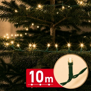 Instalație luminoasă – 10 m – alb cald – 200 LED – 100–240 V – 6 W – cablu verde