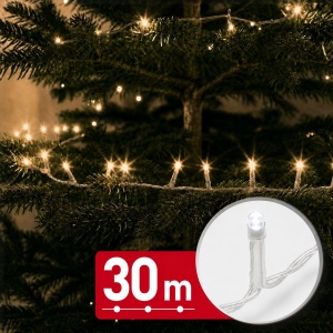 Instalație luminoasă – 30 m – alb cald – 600 LED – 220–240 V – 6 W – cablu transparent