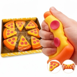 Jucărie Squishy Pizza 8 Felii/set, Anti-Stres 9x7cm Slow Rising, Model Pizza Slice - Img 1