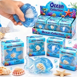 Jucarii Antistres Squishy Ocean 12/Set, Animale Marine 7×4cm, Soft Squeeze, Diferite Modele