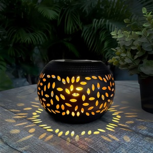 Lampă de decor solară - cu efect de flacără - 12 LED galben - 15 x 15 x 11 cm