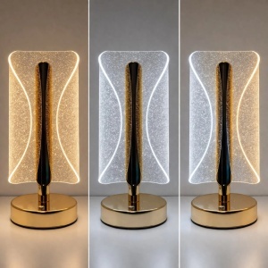 Lampă LED Decorativă 20.5cm, Model Cristal cu Efect Sclipitor, 3 Moduri de Lumină, Control Touch, Reîncărcabilă USB - Img 2