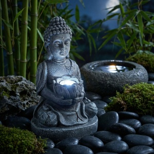 Lampă solară Buddha - 1 LED - 12,5 x 8,5 x 19 cm - 2 modele - Img 3