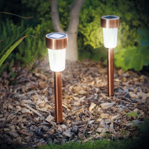 Lampă solară LED de exterior - 190 x 45 mm - metal, aur roz