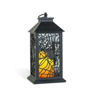 Lampion Halloween cu efect pâlpâitor - păianjen - cu baterii - negru - 30 x 14 cm - Img 3