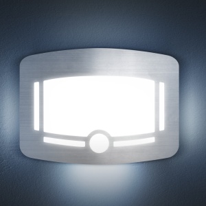 Lumină de veghe - cu senzor de mișcare, senzor de lumină - 4 x AA - argint polurat cu fibre