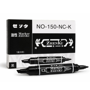 Marker Permanent cu Ulei 10/set, Dublu Vârf Gros-Fin, Culoare Neagră, Multifuncțional