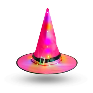 Palarie de vrăjitoare LED Halloween - colorată (poliester) - 38 cm