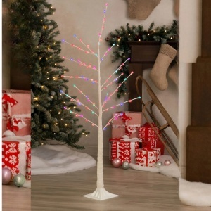Pom Decorativ 160cm, Brad Artificial de Craciun, cu Beculete Luminoase LED Multicolore, pe Suport Plastic, pentru Interior si Exterior