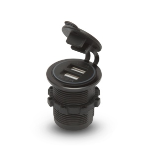 Priză încorporabilă auto USB (în locul brichetei) - LED verde - cu filet - 2 x USB - 5V-2.1A - Img 2