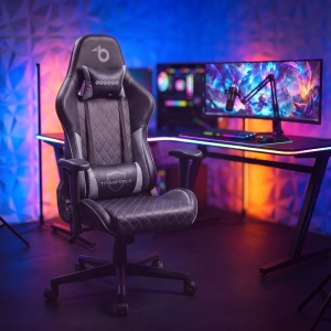 Scaun gaming TitanForce cu perne - negru/gri - 122 x 65 x 53 cm