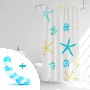 Set cortina de dus cu vata de baie - 3 tipuri - albastru, verde model - 180 x 180 cm