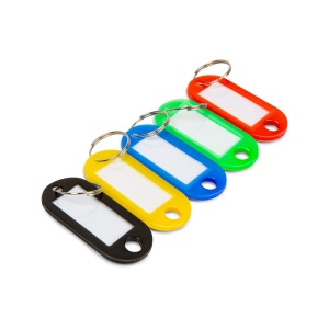 Set inele/etichete colorate pentru identificare chei - 5 culori - material plastic - 50bucăți/pachet