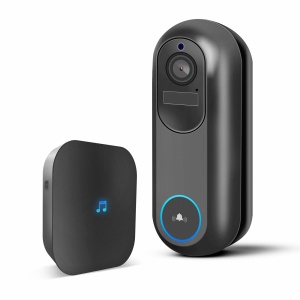 Set videointerfon inteligent Wi-Fi - cu acumulator - MicroSD, FHD, PIR - negru