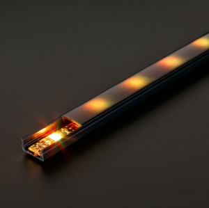 Șină din aluminiu pentru LED - 2000 x 17 x 8 mm - Formă U - negru