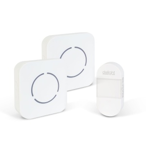 Sonerie wireless digitală fără baterie - Kinetic - 2 unități interioare - albă - LED albastru