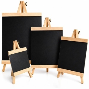 Tabla Neagra 20x36cm, de Scris cu Șevalet din Lemn, pentru Cretă, Pliabilă, Reutilizabilă