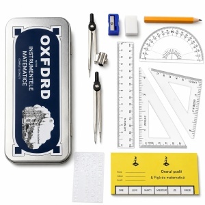 Trusa de Geometrie 10/Set, din Metal, cu 11 Instrumente