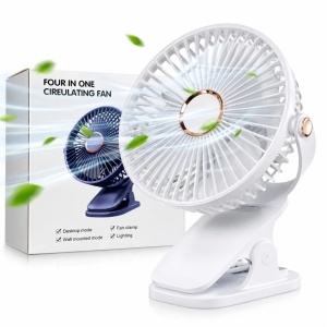 Ventilator Portabil cu Clemă, 20×15cm, USB, Rotire 360°, 3 Trepte de Viteză, Montare pe Birou sau Perete, Silențios, Diferite Culori