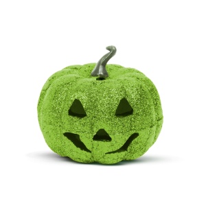 Decor Halloween RGB LED - dovleac din spumă – verde - 11 cm