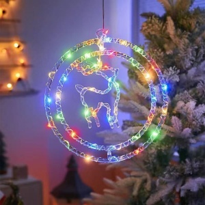 Decoratiune Crăciun 30cm Model Ren cu Lumină Multicoloră LED, Ornament Suspendat Transparent - Img 2