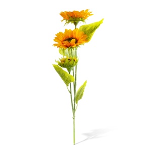 Decorațiune de toamnă - floarea soarelui - galben lămâie - 3 flori - 90 cm - Img 2