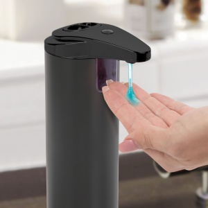 Distribuitor automat de săpun - 220 ml - picioare - baterie - covor negru